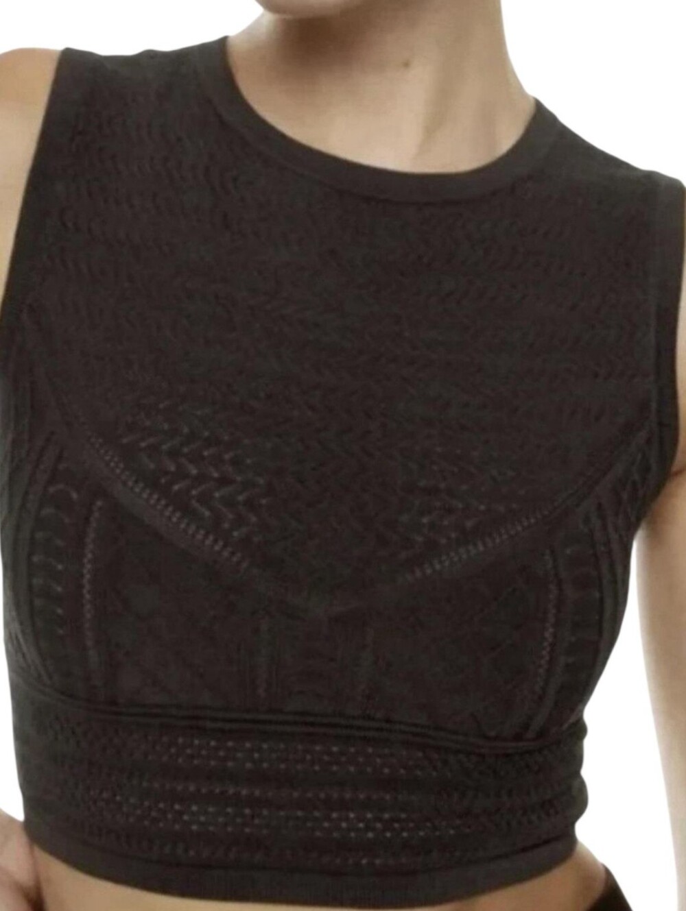 Aritzia Babaton Black Knit Sleeveless Crop Top Size XS